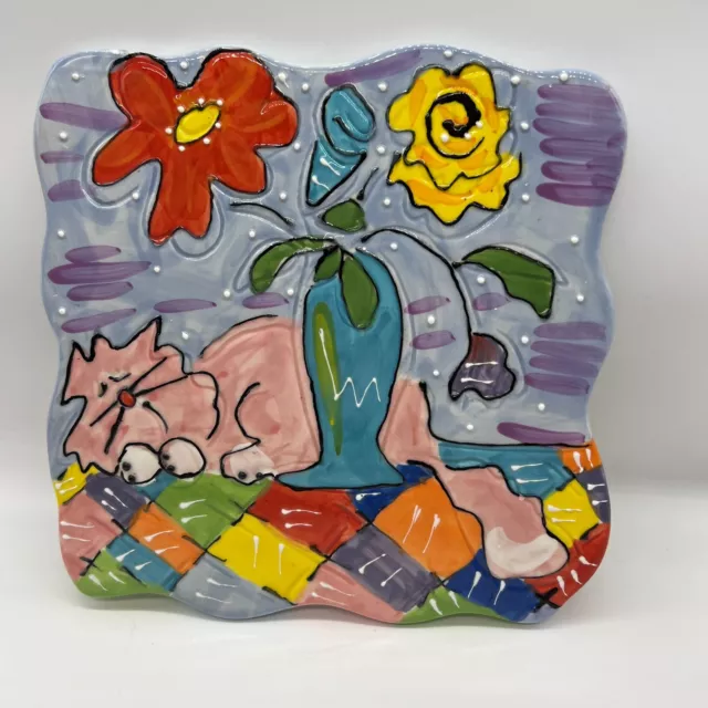 Debby Carman Still Cat With Life Trivet Wall Hanging Plate Cats Dogs People Too