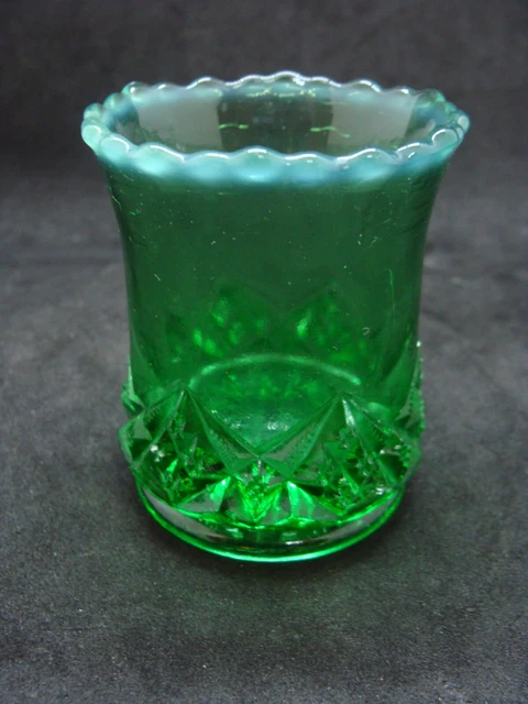 EAPG Northwood Glass Co's Green Opalescent Diamond Spearhead Toothpick