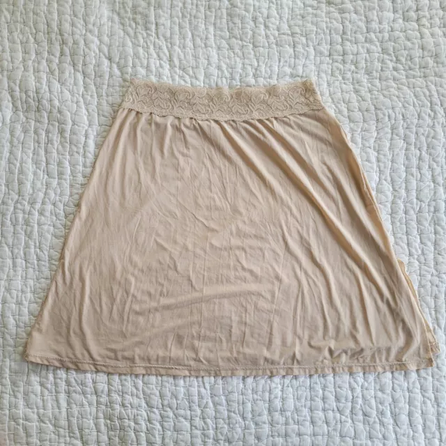 Vassarette Latte Tan Lace Waistband Adjustable Waist Half Slip 18" Size XS/36