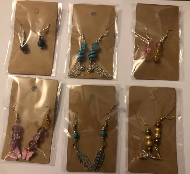 Bundle x 6 Beaded Handmade Earrings Inc Evil Eye & Butterflys