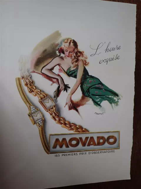 MOVADO montre par BRENOT + SCANDALE  publicité papier FRANCE ILLUSTRATION 1948