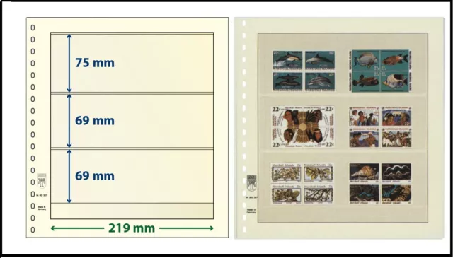 1 LINDNER 802307 T-Blanko-Blätter Blankoblätter 3 Taschen 75/69/69x219mm