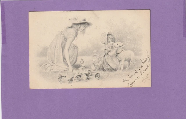 CPA Ancien – Fantaisie Poule Et Poussins – Paris – Début 1900 – Très Bon état