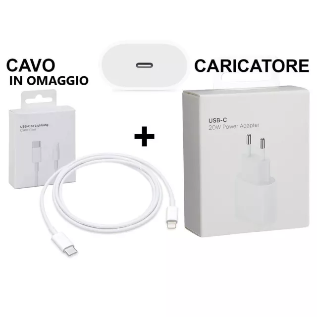 OFFERTA CARICATORE CARICABATTERIE+CAVO 1M IN OMAGGIO Apple iPhone X 11 12 13 14