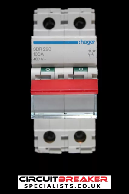 Hager 100 Amp Main Switch Disconnector Double Pole Sbr290