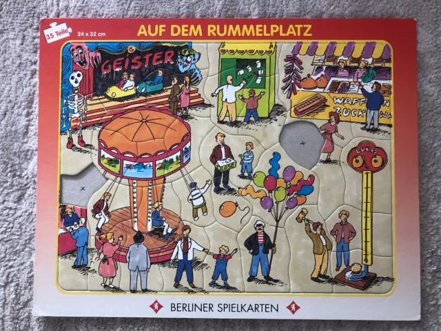 35-tlg. Rahmen Puzzle aus dicken Pappe "Auf dem Rummelplatz"