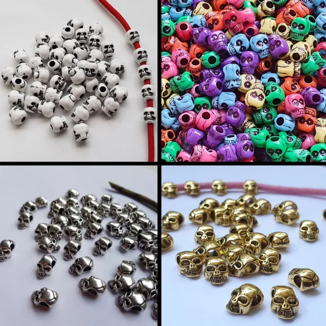 50 Skull Beads Acryl oder Metall Großlochperlen Bead Totenkopf Schädel 💀