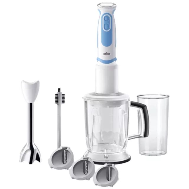 Braun 4191-MQ5260WHBL Stabmixer 1000 W mit Messbecher, mit Mixbecher, Turbofu...