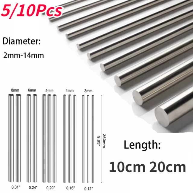 5/10PCS Stainless Steel Solid Round Rod Lathe Bar Stock Assorted Material