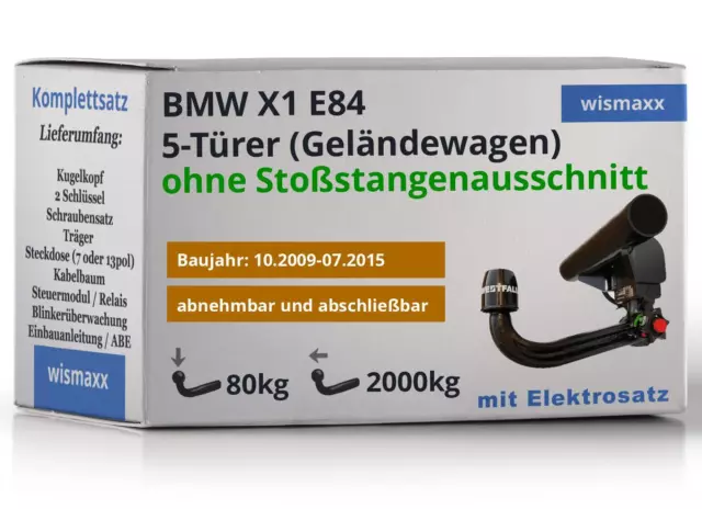 ANHÄNGERKUPPLUNG für BMW X1 E84 09-15 abnehmbar WESTFALIA +7pol E-Satz ECS