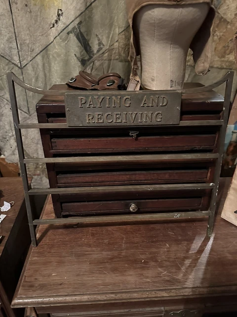 1940s Shipping and Recieving Sign advertising Check out counter antique