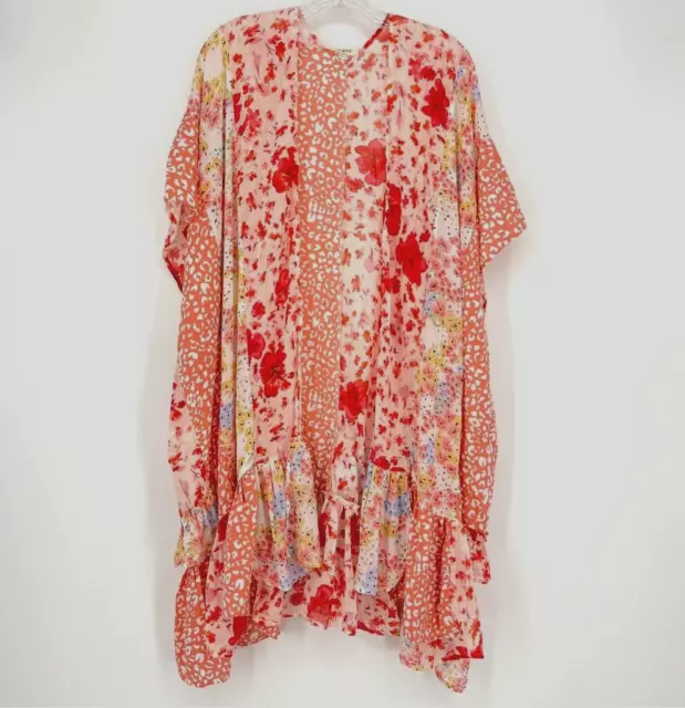 Umgee Chiffon Mixed Print Floral Kimono Cottage Core Style:A6595 Size Large