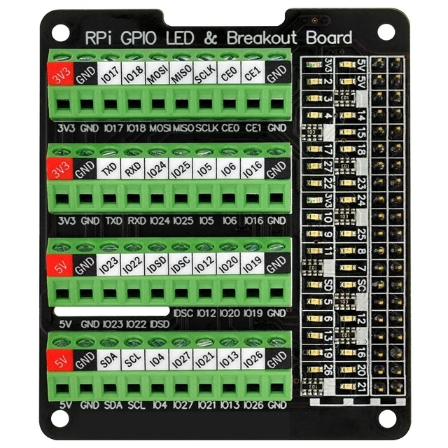 RPI GPIO STATUS LED & Terminal Block Breakout Board HAT for Raspberry ...