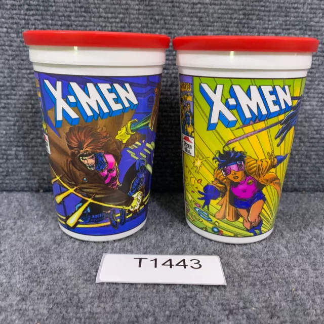 93 Marvel Pizza Hut X-Men 16 oz Cup Wolverine Gambit Rouge Jean Grey NEW W Lid 2