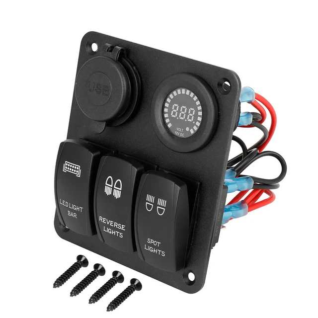 Voiture Allumage Interrupteur à Bascule Panneau LED Voltmètre USB Chargeur
