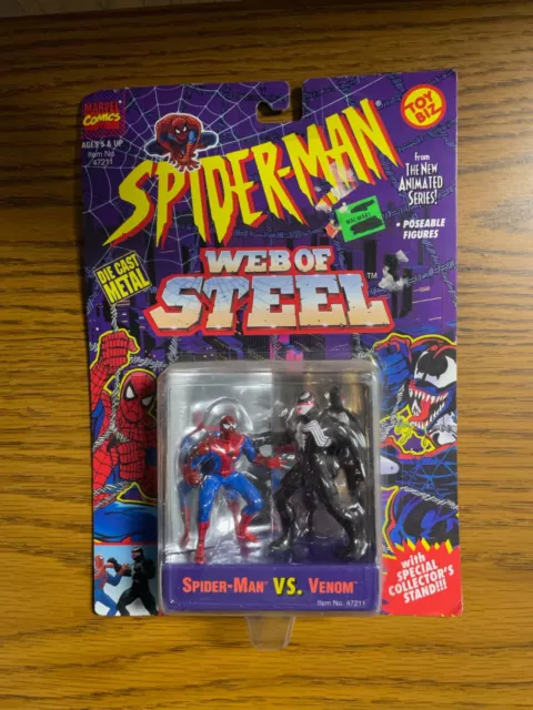 Vintage Toybiz 1994 Marvel Spiderman Web of Steel Die Cast Action Figures New