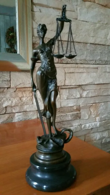 Skulptur Bronze Marmor Justitia Statue Göttin Antik Justizia Justicia Figur