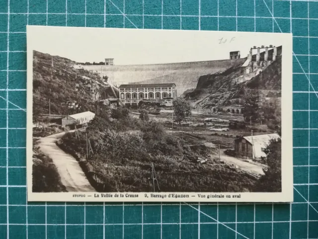xf109 CPA circa 1920 vallée de la creuse - vue générale barrage d'éguzon