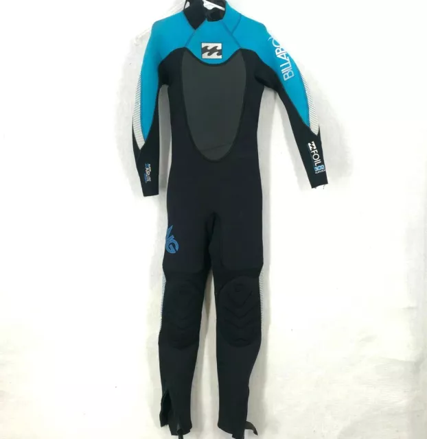 Billabong Wetsuit Youth Small 3/2 mm Full Chest Zip Foil 302 Back Flatlock Blue