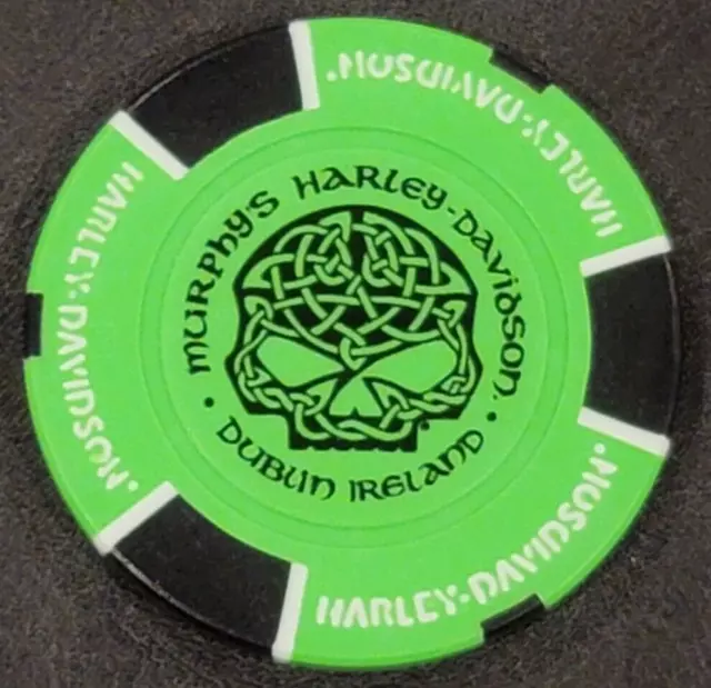 MURPHY'S HD~ (IRELAND) Neon Green/Black ~ INTER'NL HARLEY DAVIDSON POKER CHIP