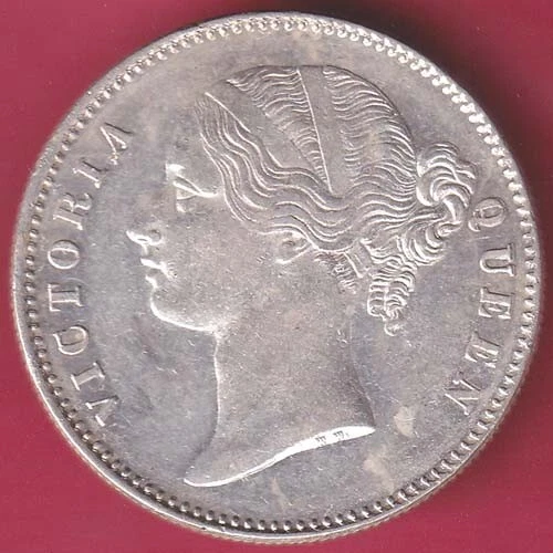 East India Company 1840 Divided Legend Victoria Queen One Rupee Silver Coin #B14