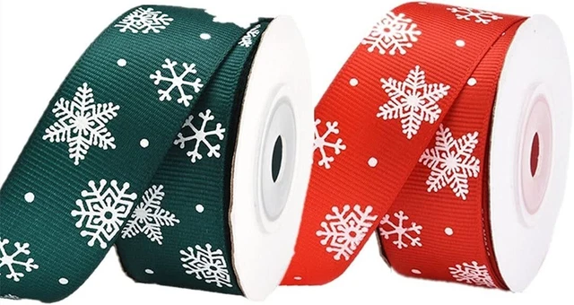 2 Rolls Christmas Ribbon, Christmas Party Decoration Ribbons Crafts Gift Wrap