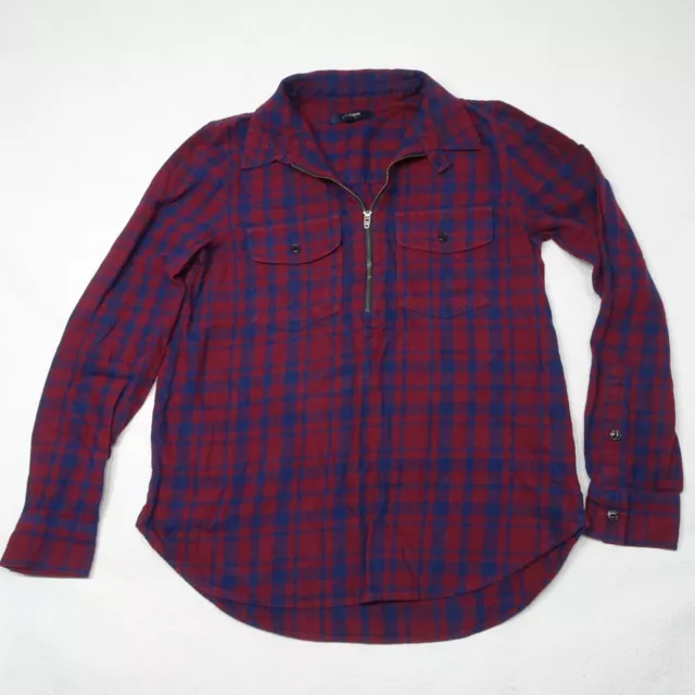 Madewell Size Small Flannel Zip Front Popover Shirt in McKinney Plaid Top