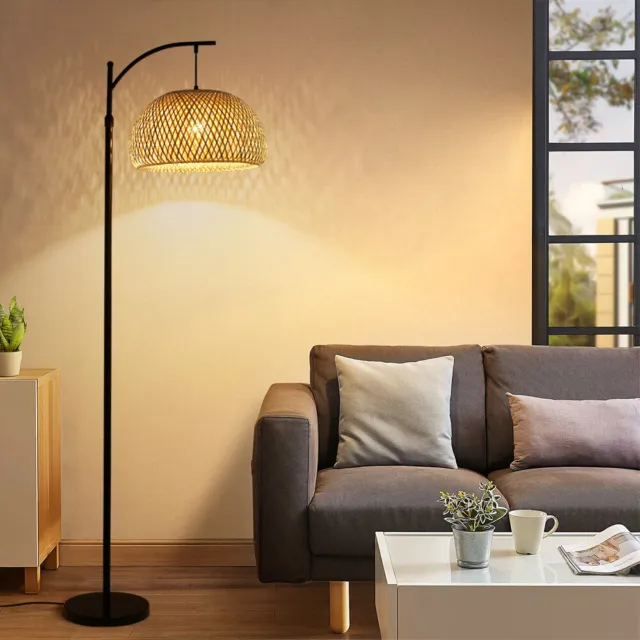 Handmade Bamboo Lighting LED Floor Lamp Reading Standing Lamp Bedroom LivingRoom