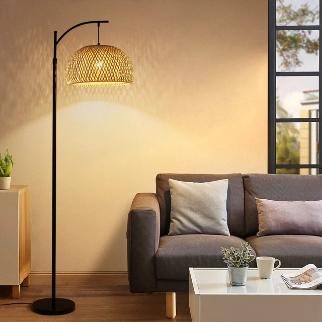 Handmade Bamboo Lighting LED Floor Lamp Reading Standing Lamp Bedroom LivingRoom