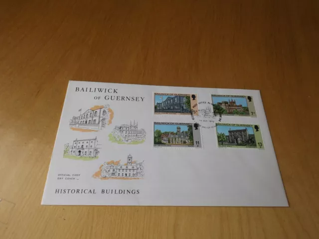 guernsey first day stamp cover 1976 historical buildings