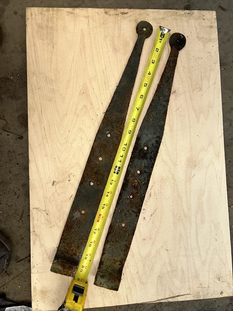 Antique 20” Strap Barn Door Hinges Blacksmith Forged Wrought Iron Pair Set