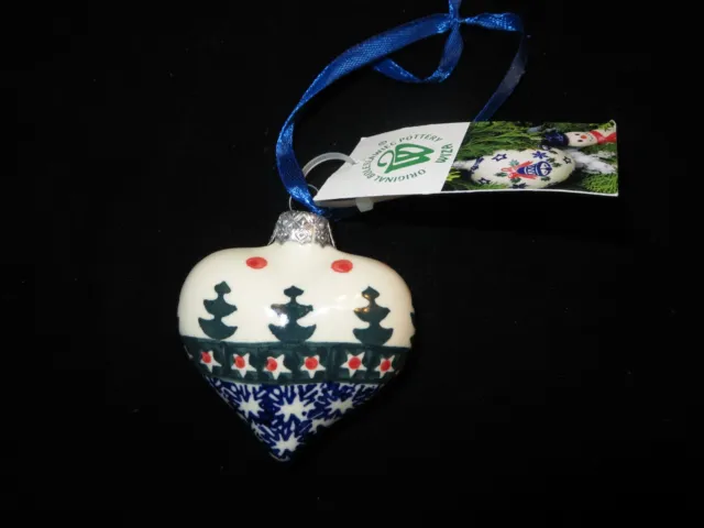 Original Boleslawiec Polish Pottery Hanging Christmas Ornament ~ Heart