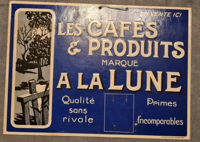 Ancien Carton  Publicitaire Les Cafes Et Produits A La Lune