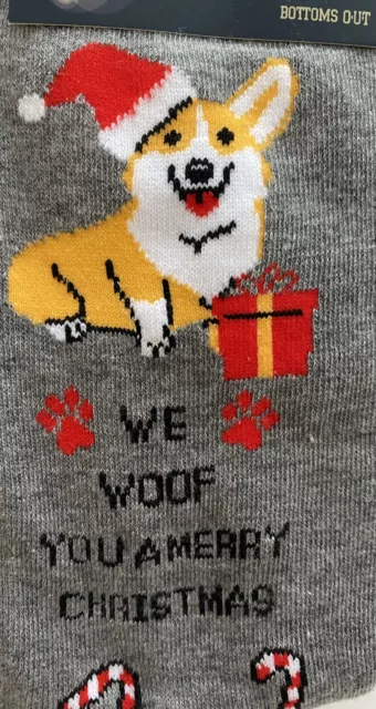 New Corgi Dog Christmas Socks Men’s Shoe Size 6-12 Crew Dress Santa Hat