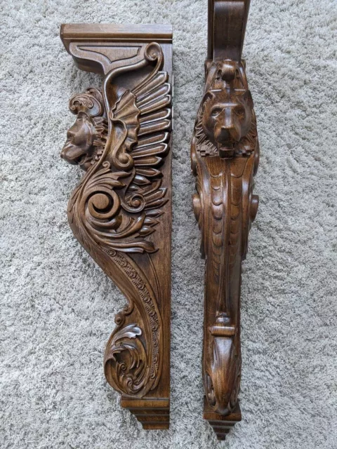 Wooden Carved console Wall Bracket corbel Shelf wooden lion griffin 1pc 3