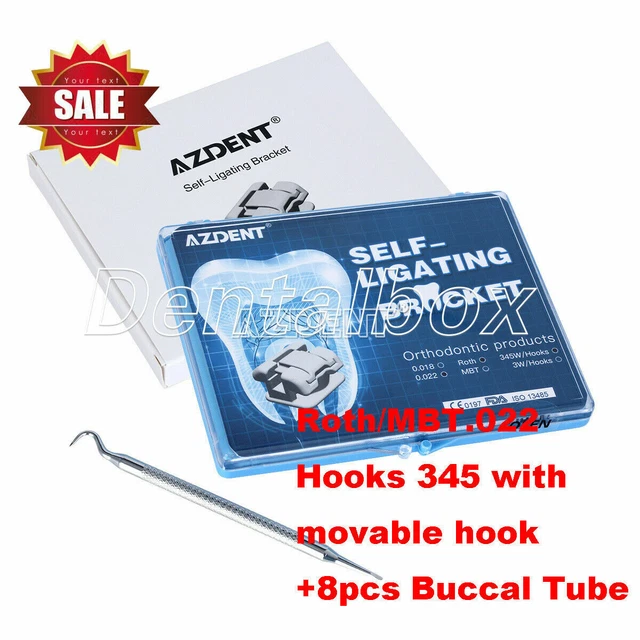 AZDENT Dental Orthodontic Self-Ligating Bracket Braces Roth/MBT.022 Hooks 345