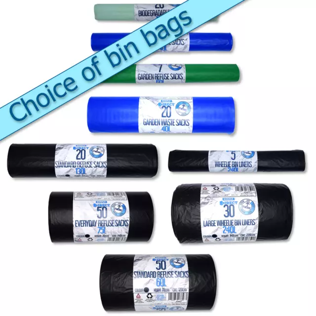 Bin Liners Bin Bags & Refuse Sacks - Multiple Choices & Sizes - Wide Range