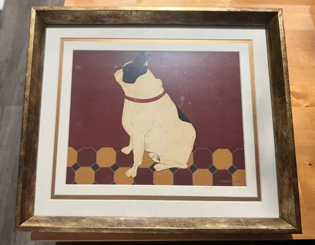 Warren Kimble Americana Folk Art Pug Ziggy Framed Dog Art Print 12x14