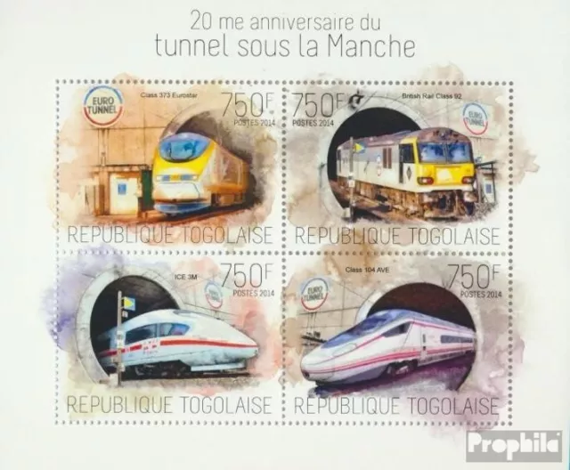 Briefmarken Togo 2014 Mi 5620-5623 Kleinbogen postfrisch Eisenbahn