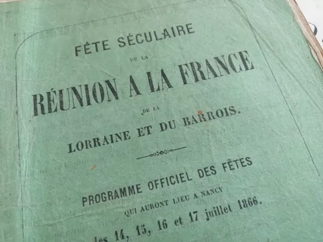 [ Second Empire Napoléon 3 Alsace Lorraine Barrois 1866 ] Nancy Fête Programme