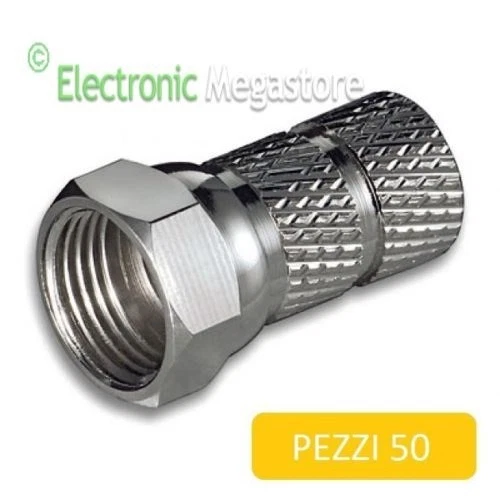 KIT 50 pz CONNETTORE ADATTATORE SPINA F A VITE PER CAVO ANTENNA SAT-TER 5 MM