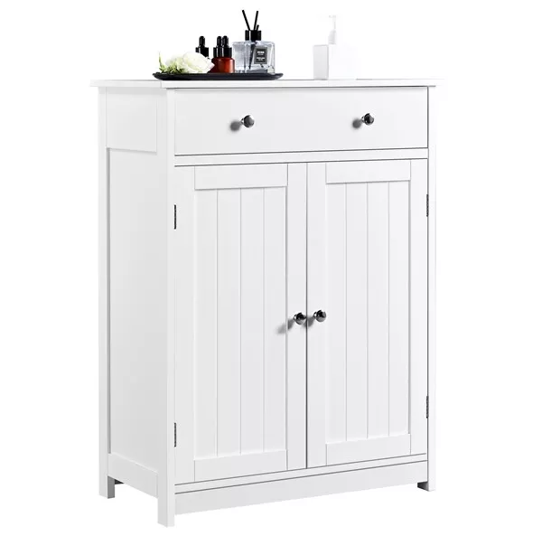 Armario de Baño Columna Mueble Baño Auxiliar con Dos Puertas Gabinete Estrecho