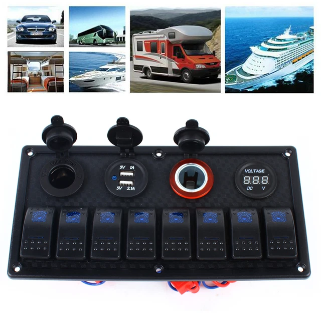 8-GANG LED SCHALTERPANEL Auto Boot Schalttafel Schaltpanel Kippschalter ...