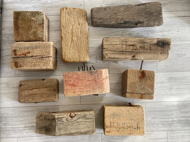 10 Block Driftwood Pieces Arts Crafts Beach Natural Sea Nautical Home Decor