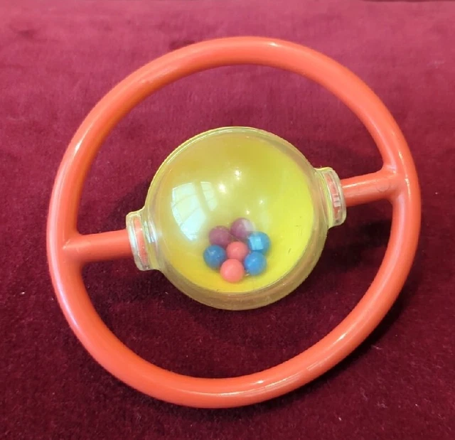 Vintage 1994 Play-Tech Baby Toy Rattle Infant Ring & Ball Eye Hand Coordination