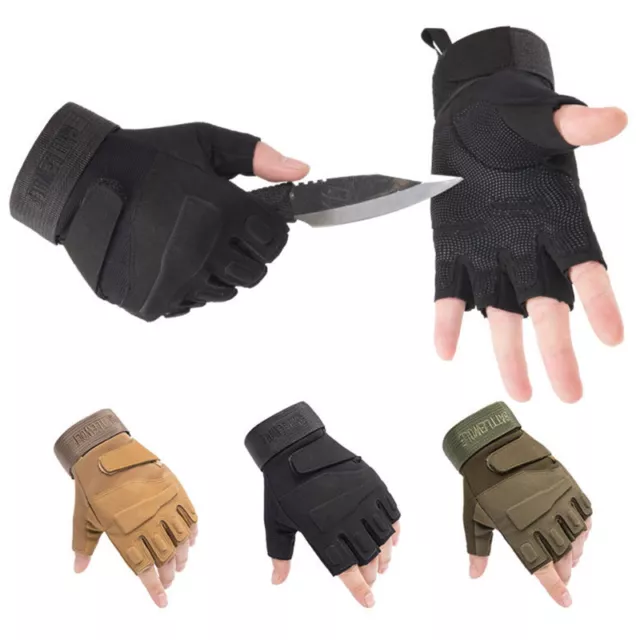 Mens Fingerless Gloves Tactical Half-Finger Sport Outdoor Riding Driving Gloves