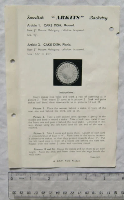 Vintage Broschüre: Schwedischer Arkitenkorb - Kuchenschale 1 & 2