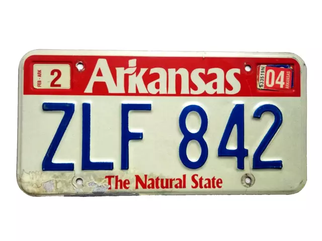 Arkansas The Natural State Metal Expired License Plate ZLF 842 Man Cave 2004