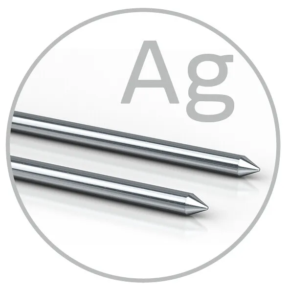 Silber-Elektroden Silber-Stäbe für Ionic-Pulser Geräte - 3mm x 82mm - 1 Paar
