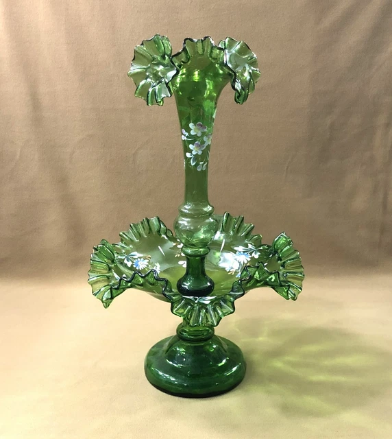 Vase Art Nouveau Cornet Tulipier En Régule Et Verre - Centre De Table, 1920-1949